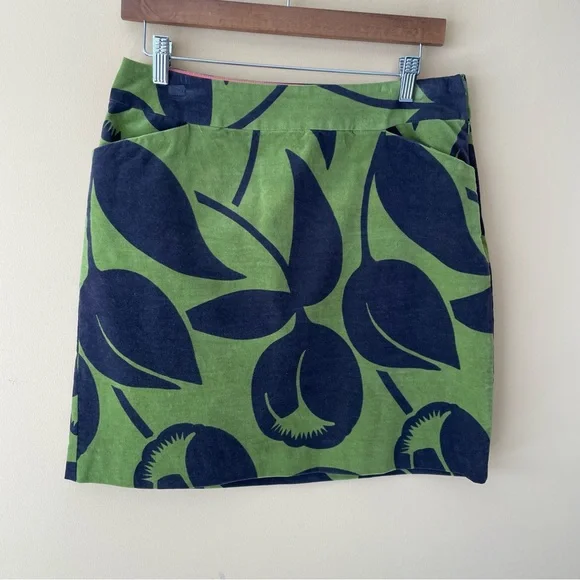 BODEN Velvet Tulip Mini Skirt in Green and Black WG374 size 8R - Picture 1 of 5